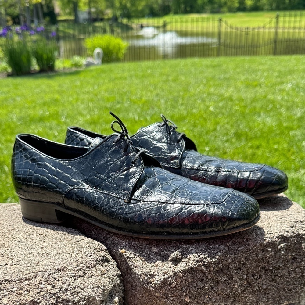 1960’s~EXOTIC~MENS~THE ROYAL~IMPERIAL~FLORSHEIM~CROCODILE SHOES~BLACK~SZ 9~UEC*